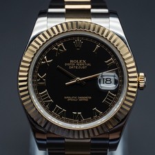 2014 Rolex Datejust II 116333 41mm Black Roman Two Tone Oyster Full Set