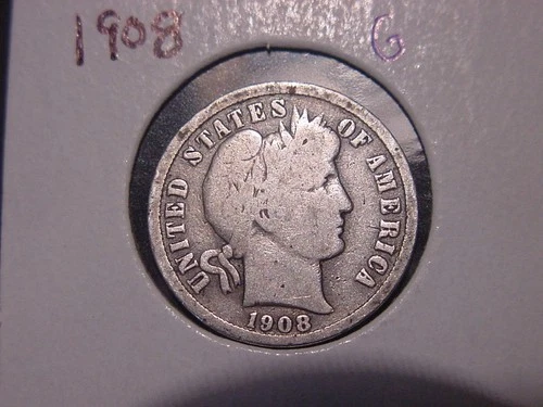 1908 BARBER DIME G ORIGINAL COIN POPULAR DATE PQ SHIPS FREE