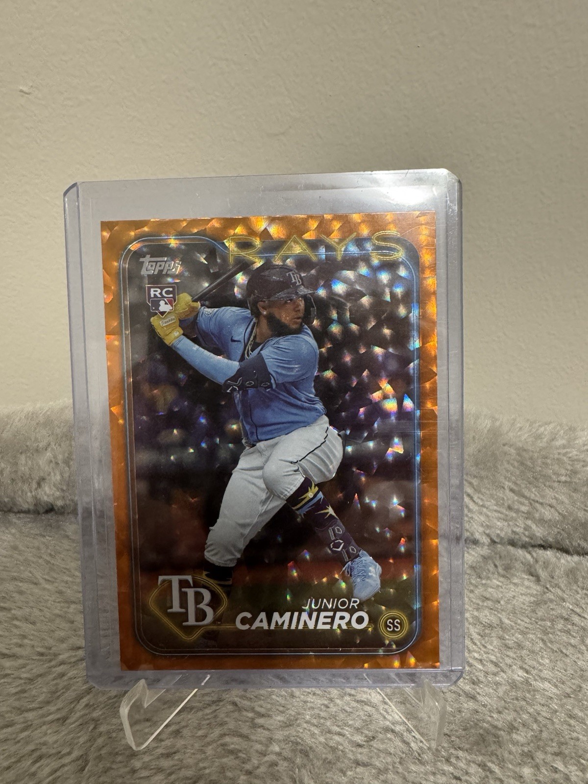 JUNIOR CAMINERO 2024 Topps Series 2 Orange Foil Rookie Card RC /299 #628 SP Rays