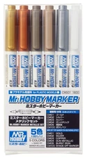 GSI Creos Gunze Mr.Hobby CMS01 Marker Metallic Set (5 Colors + Shade off Marker)