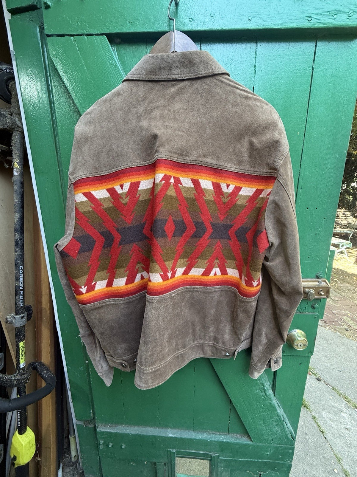 Pendleton pig suede geometric patterned back butt… - image 5