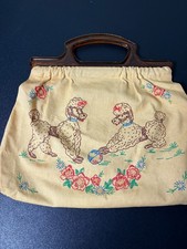 vintage poodle print handbag w/ plastic handles