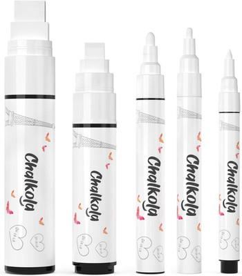 5 White Chalk Markers for Chalkboard Signs, Blackboard, Car Window, Bistro, Glas