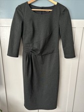 Phase Eight Women's Dress Size 10 Grey 3/4 Sleeve Stretch Ruched Waist Jersey