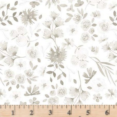 108'' Wide Quilt Backing Home Sweet Home Floral White  100% Cotton Fabic  By Yard