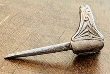 Antique Sewing Awl Bodkin Stiletto With Gorham Pat 87 Spoon