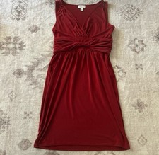 Ann Taylor LOFT Stretch Red Dress Crossover Wrap V Neck Holiday Red Christmas 10