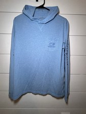 Vineyard Vines Shirt Men's Small Blue Edgartown T-Shirt Hooded Pocket Whale