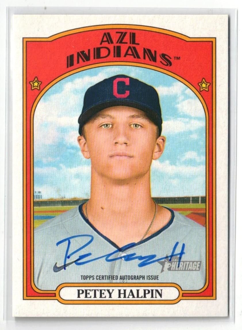 2021 Topps Heritage Minors RC AUTO Petey Halpin! Guardians! Rookie! Autograph!