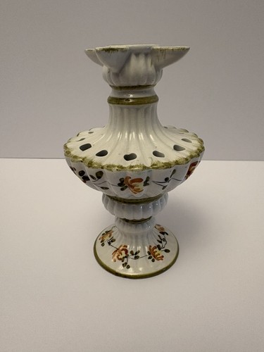 Vintage Capodimonte Tall Pedestal Cachepot Flower Frog Vase Rococco Italy B5