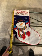 Christmas Stocking Seasons Greetings Snowman