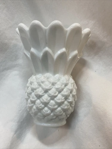 Vintage Milk Glass Indiana Glass Co Tiara Pineapple Vase/ Candle Holder