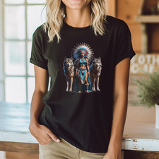 American Native Speaks with Wolfy Vintage Tribal-Spirit T-Shirt