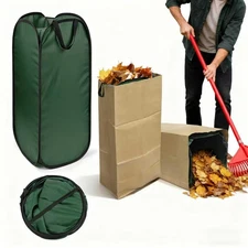 2Pack Reusable Pop-Up Leaf Bag Funnel and Yard Waste Bag Holder for 30 Gallon...