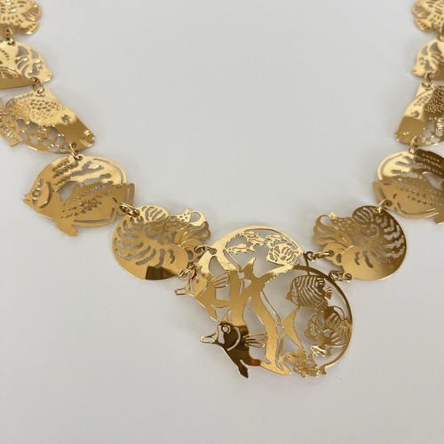 Collana WILD BRYDE tono oro pesce vita marina lunga 24,75" dichiarazione pista boho - Foto 8 di 12