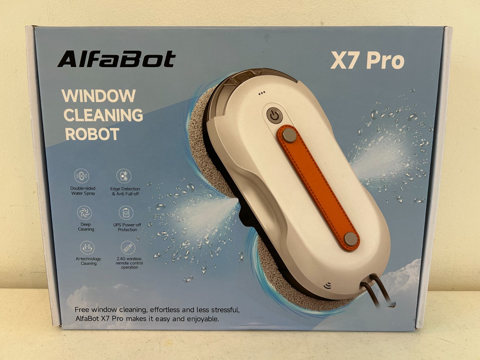 AlfaBot X7 Pro Robot Electric Window Cleaning Robot Tool W/ Dual Water Spray 65W