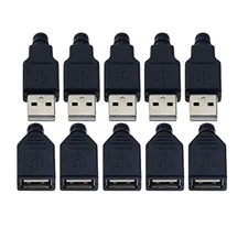 Vizgiz 10 Pack USB Plug Replacement 4 PIN Type a Female Male Socket Connector So