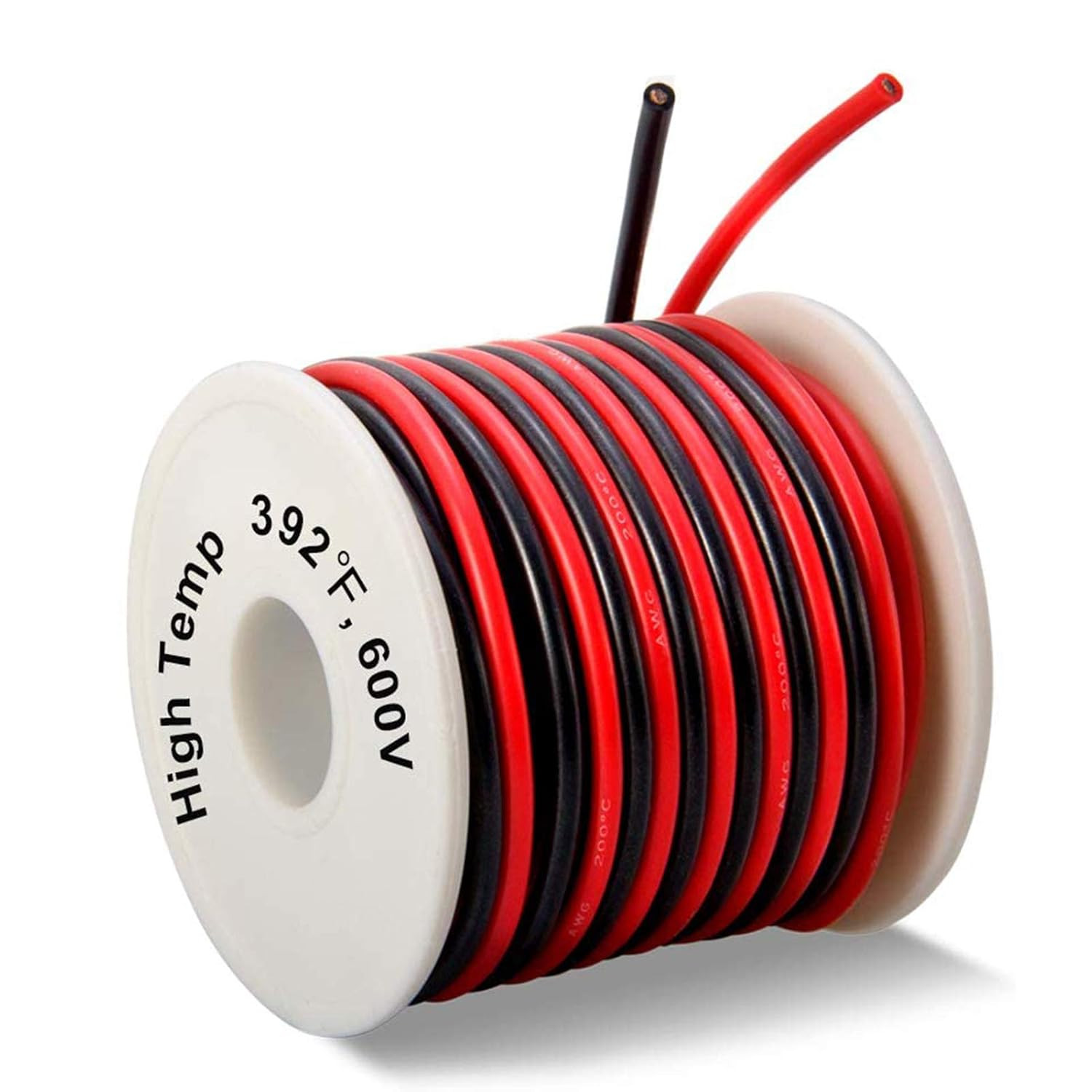 50 Ft 16 AWG Silicone Wire 600V 200C 252 Strands Tinned Copper Red Black