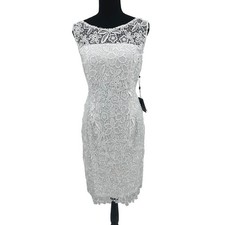 Adrianna Papell Sheath Dress Womens 12 White Lace Guipure Floral Sleeveless NWT