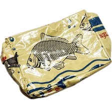 Angkor Recycled Fish Feed Bag Zipper Pouch Upcycled Cosmetic Travel Case