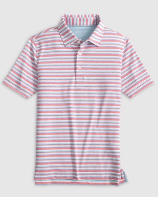 johnnie-O Harty Jr. Striped Jersey Performance Polo SunKissed Size 4