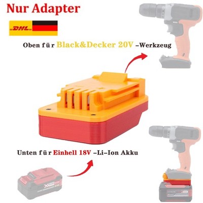 Akku-Adapter Für Einhell POWER X-change 18V Akku auf für Black&Decker 20V Geräte