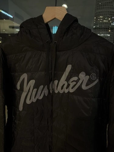 Number Nine Hooded Down Jacket Puffer Black Size XL Mens Authentic image 3