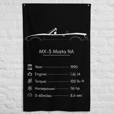 MX-5 Miata NA 1990 Car Silhouette Flag 3x5 ft Garage Banner Man Cave Wall Decor