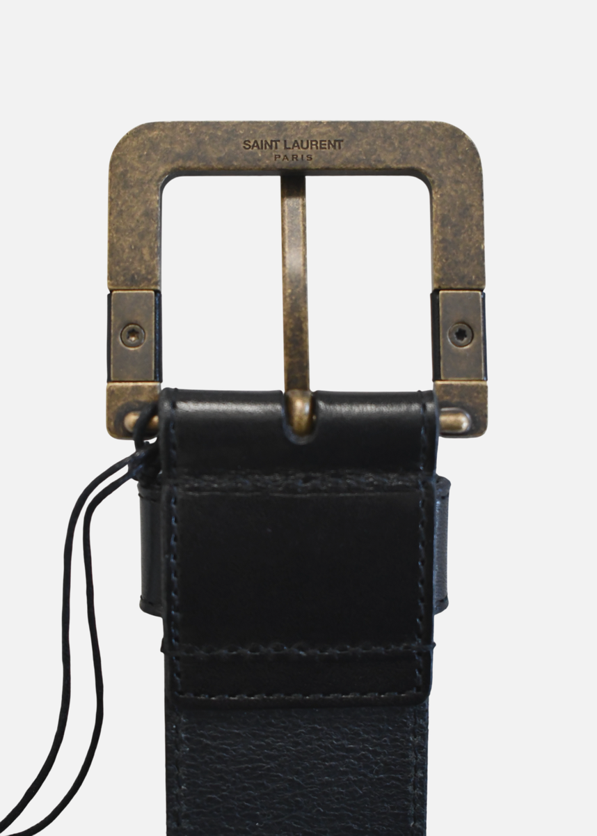🆕️Authentic SAINT LAURENT Paris Carree Buckle Leather Men's Belt