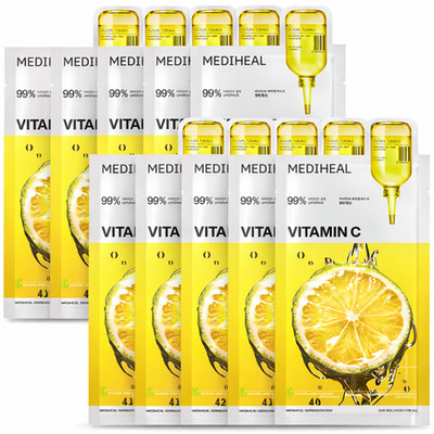 MEDIHEAL Vitamin C Essential Mask 10pcs Set Brightening Tone Up Dark Spot Korean