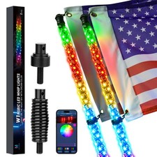 2pcs 3FT LED Whip Light, RGB Chasing Color Antenna Whips for ATV UTV SXS RZR
