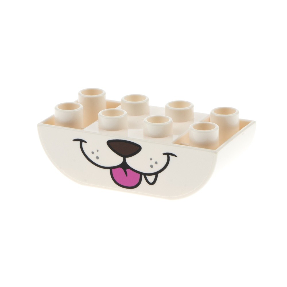 1X Lego Duplo Roof Brick 2X4 White Inverted Curved Dog Snout 6212268 98224PB005