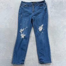 Judy Blue Jeans Womens 15 32 Boyfriend Fit Denim Distressed Button Fly Western