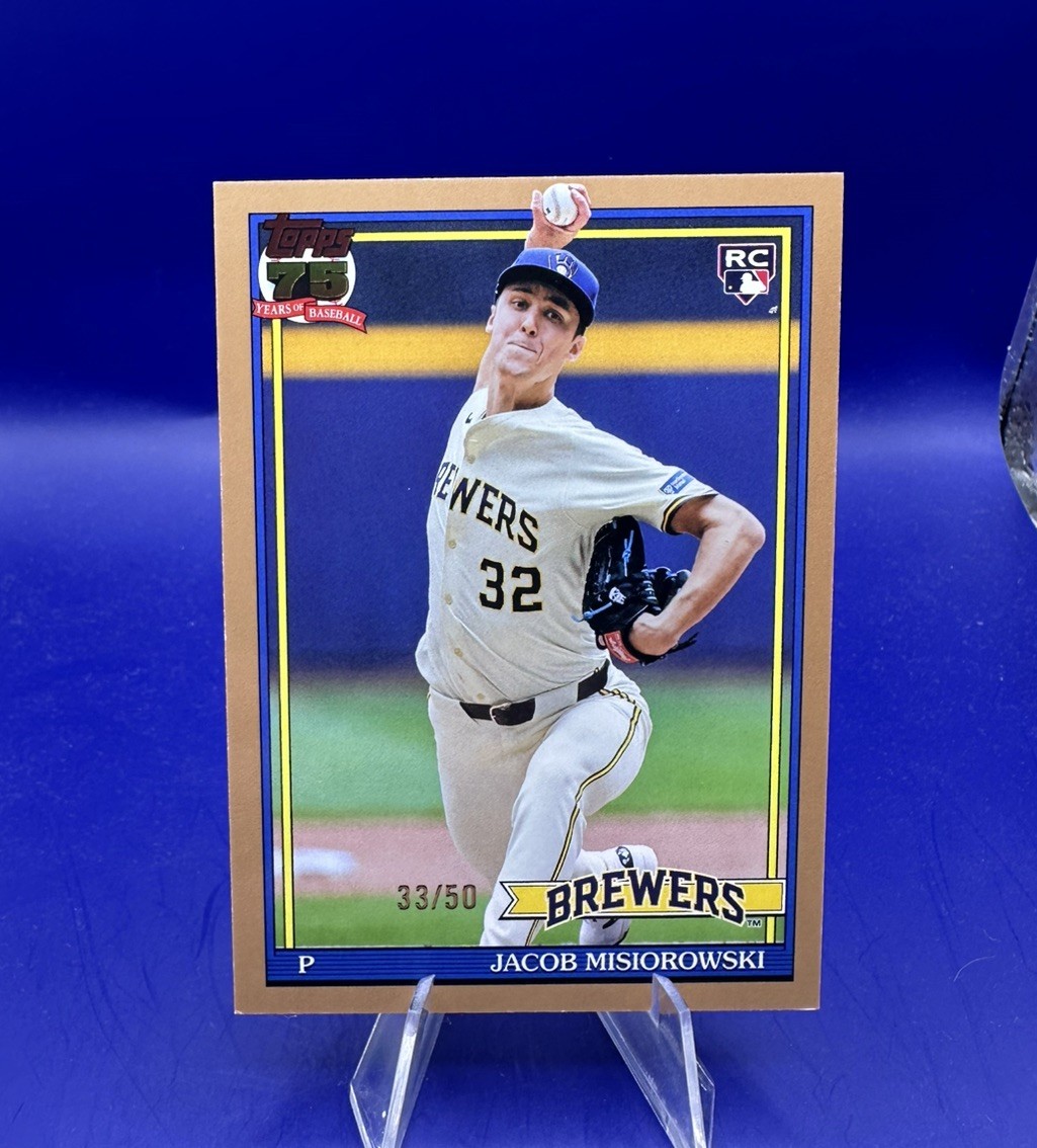 Jacob Misiorowski Gold /50 2026 Topps Series 1 1991 Topps #T91-74 Brewers RC