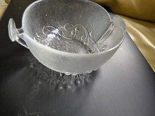 skandinavische Designer Glas-Schüssel -Schale Kosta Boda mit Griffe 13cm Durchme