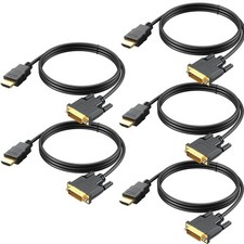 HDMI to DVI Cable 5-Pack, 6 Ft Bidirectional DVI-D to HDMI Male to Male High ...