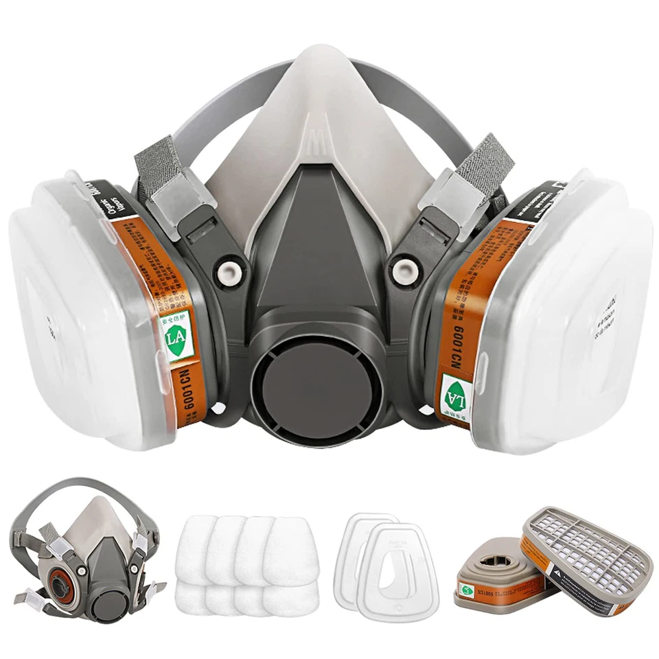 17 in1 Half Face Gas Mask Facepiece Spray Painting Respirator Safety Suit F 6200 - Image 2 of 4