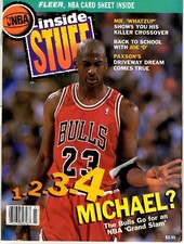 Used NBA Inside Stuff Vol 1 No 4 Michael Jordan with 93-94 Fleer Card Sheet