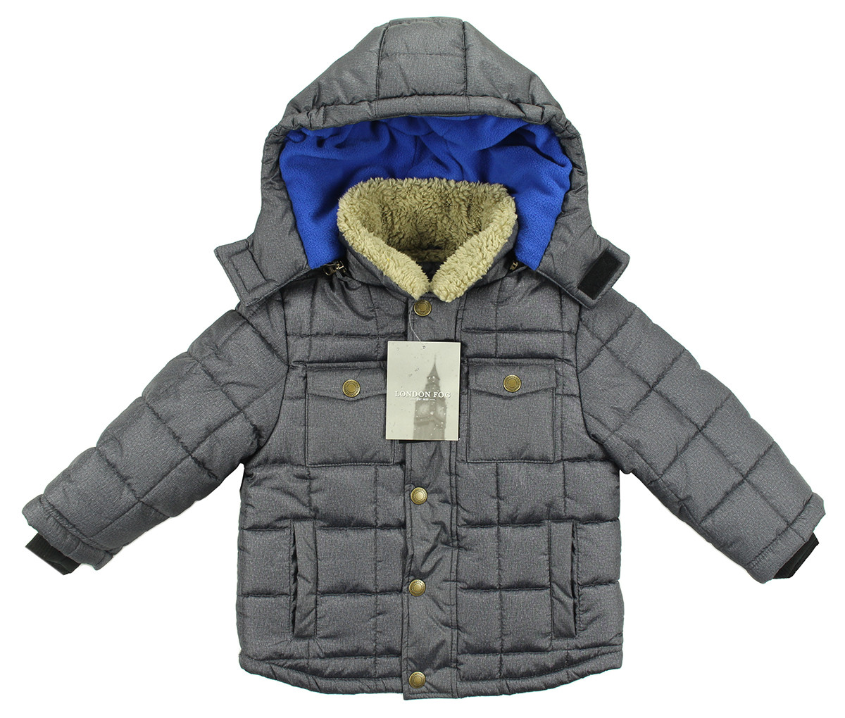 LONDON FOG NEW TODDLER BOYS RAIN WIND RESISTANT FAUX FUR HOODED