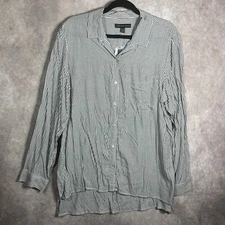 Joan Vass New York Shirt Womens Size XL White Black Striped Roll Tab Sleeves NEW