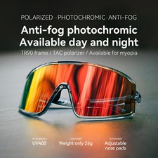 ROCKBROS Photochromic AntiFog Sunglasses Polarized Cycling Glasses UV Protection