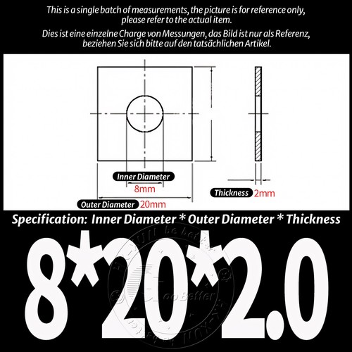 M3 M4 M5 M6 M8 - M20 Quadratische Unterlegscheiben Edelstahl A2 Vierkant-Scheibe - Picture 36 of 79