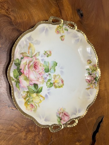 SALE Antique Royal Rudolstadt Prussia Painted Rose Gold Trim Plate - Picture 2 of 6