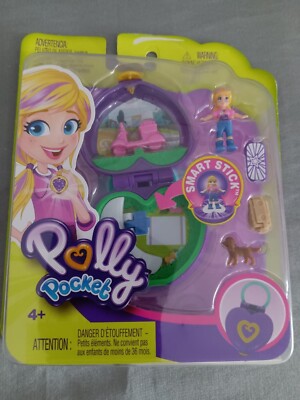 Polly Pocket Tiny Places Picnic Compact Skateboarding Doll Dog Scooter - New