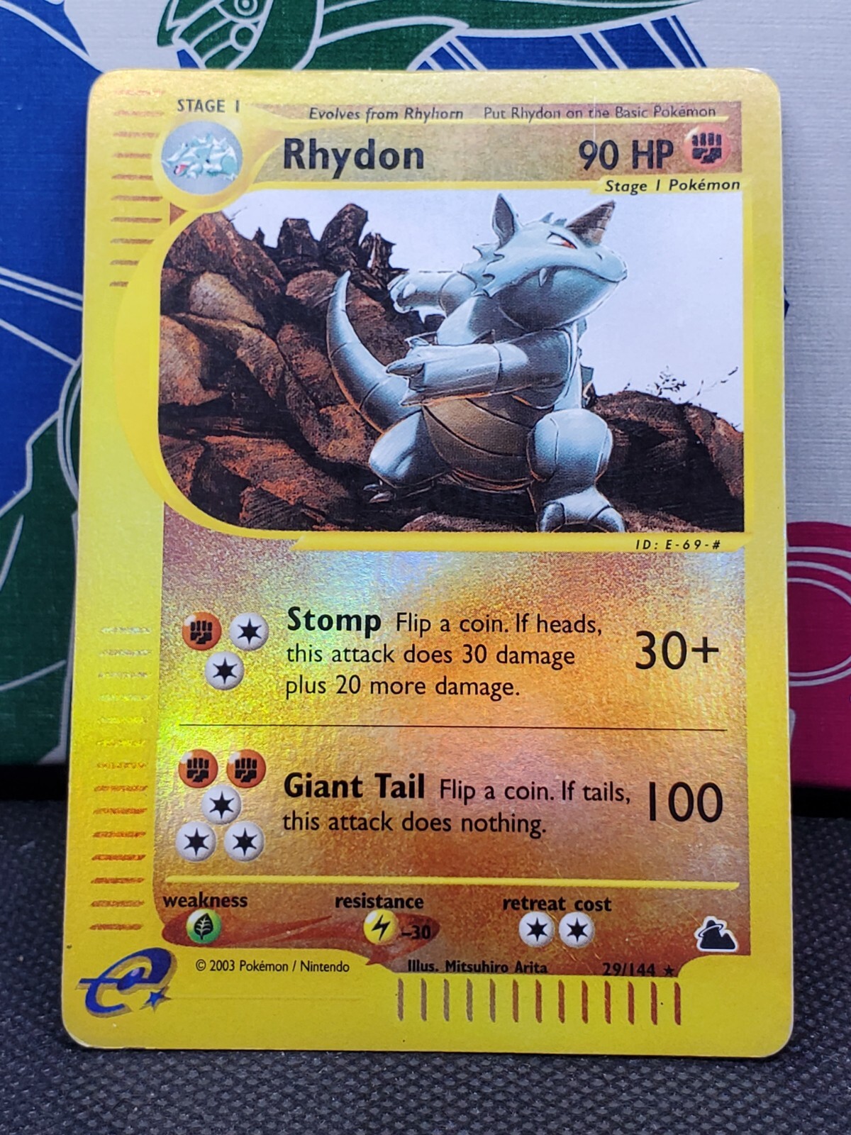 Rhydon 29/144 Reverse Holo, WOTC Skyridge e-Series e-Reader, Pokemon Card, MP