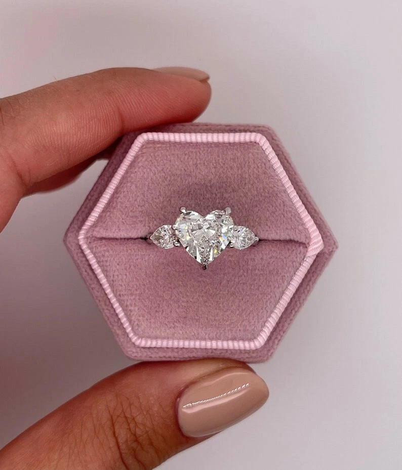 Heart Shape Moissanite Halo Ring 8