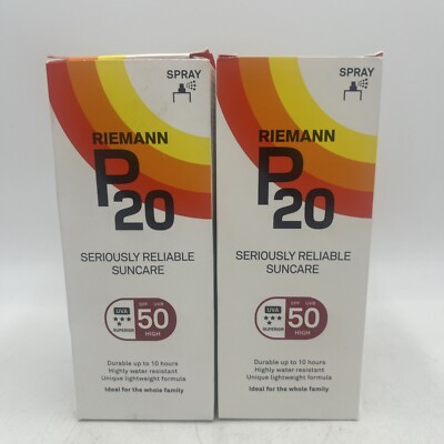 Riemann P20 Sonnenschutz Spray LSF50 200ml X2 (2er Pack) Brandneu im Karton