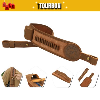 TOURBON Canvas Leder Gewehrriemen Schusswaffen Tragegurt .22LR Munition Tasche