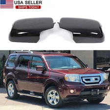 Glossy Black Rear View Side Mirror Cover Trim For Honda Pilot 2009-2015 Exterior