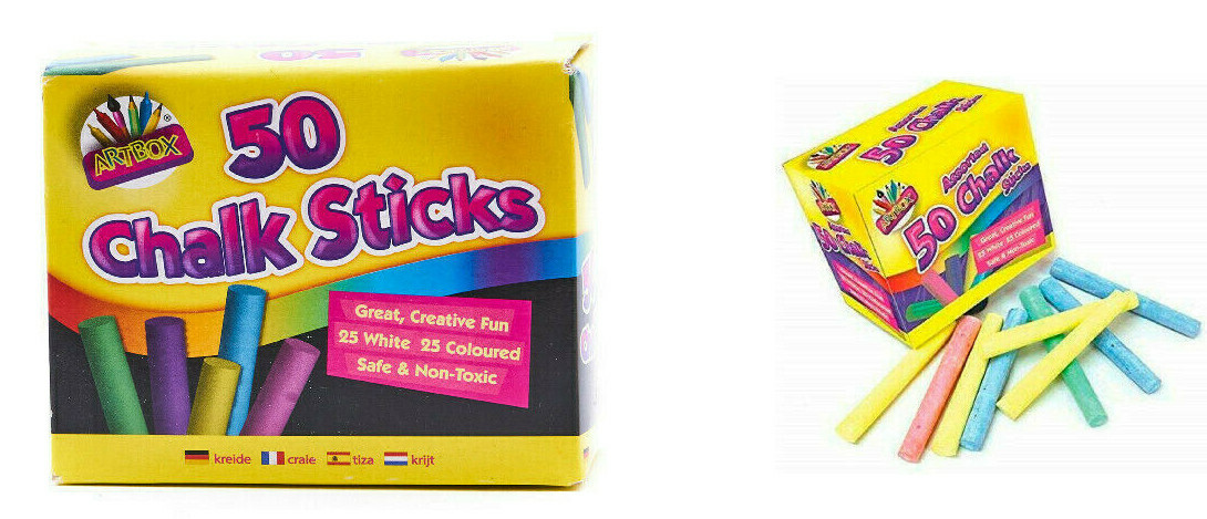 100 Pcs White & Colour Chalks Blackboard Writing – Art & Craft – Drawing –  ASA College: Florida